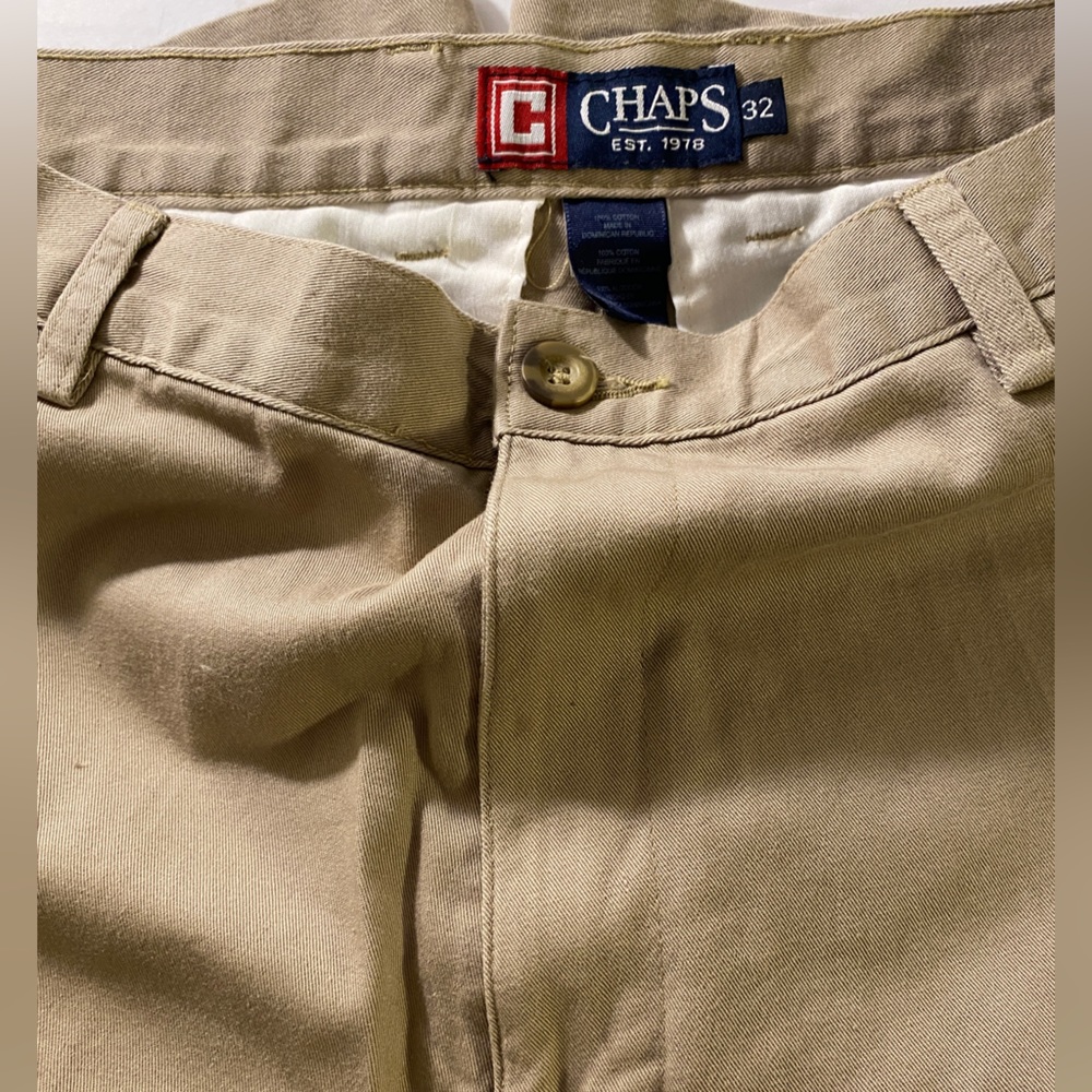 Vintage Chaps “Delivery 50” Khakis Pockets Beige 100% Cotton 32 New w/tags